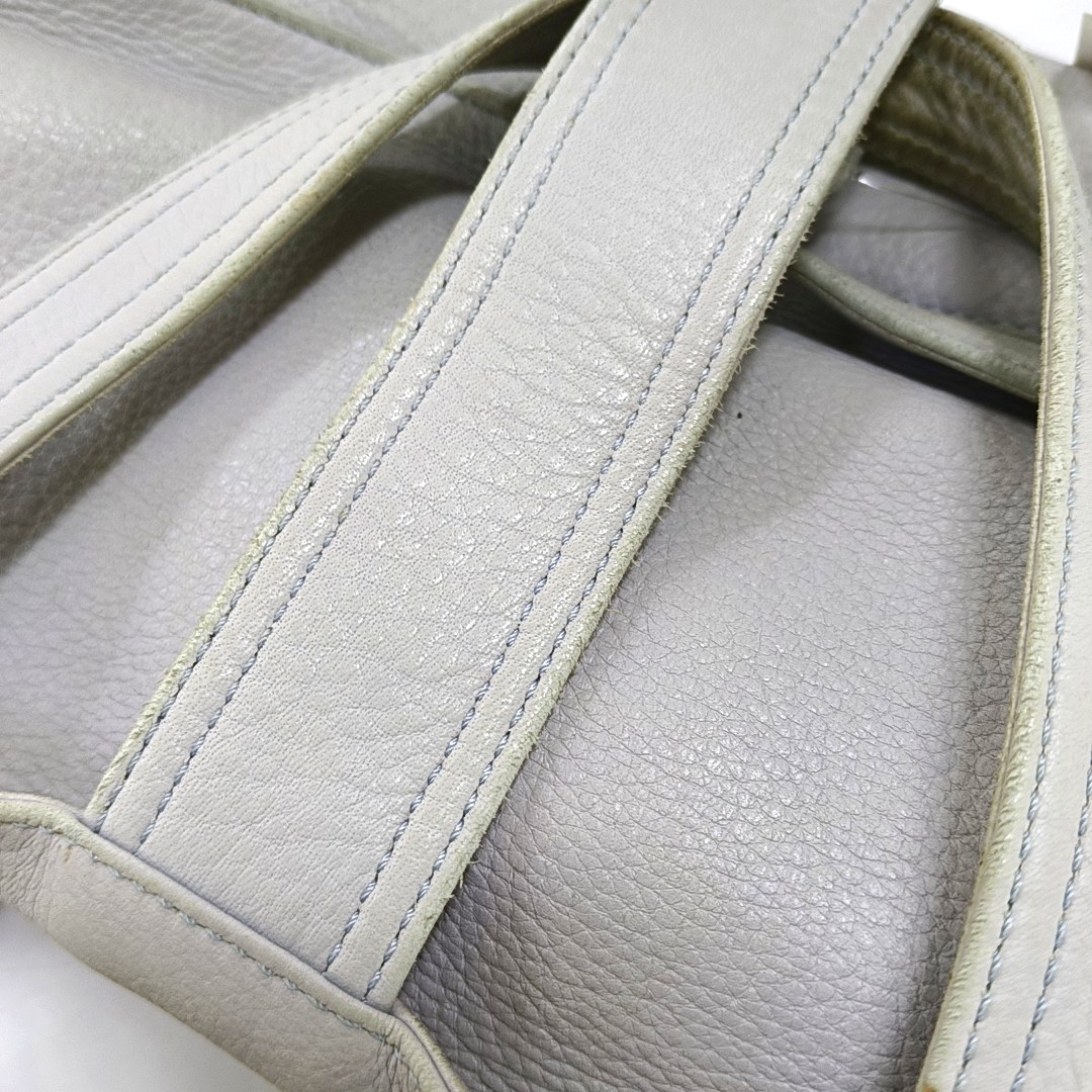 CELINE White Leather Tote Bag Single Shoulder Bag Silver Hardware-(SKU)-947607989