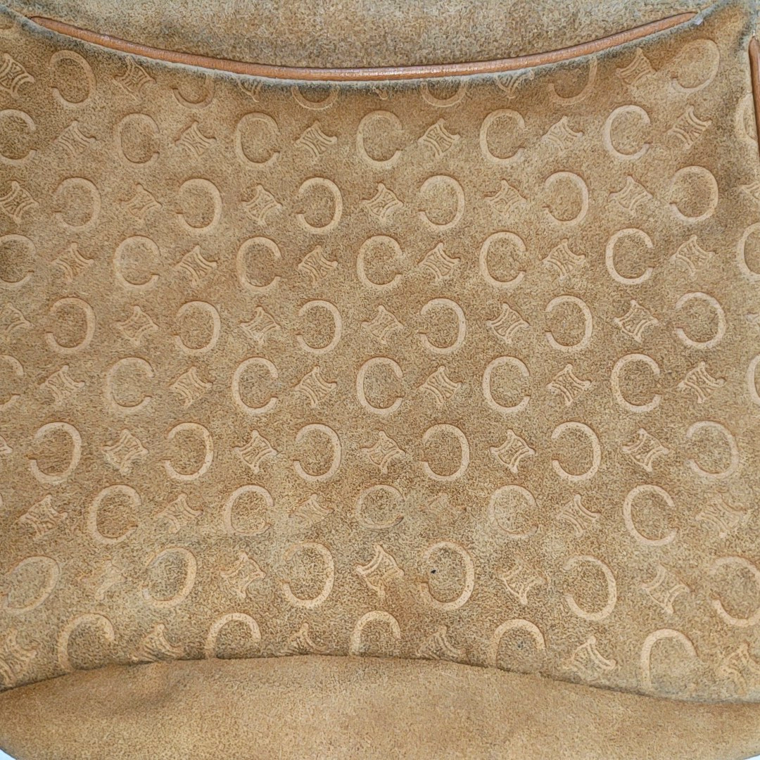 CELINE Brown Suede Leather Embossed Single Shoulder Bag Golden hardware Removable shoulder strap-(SKU)-940050466