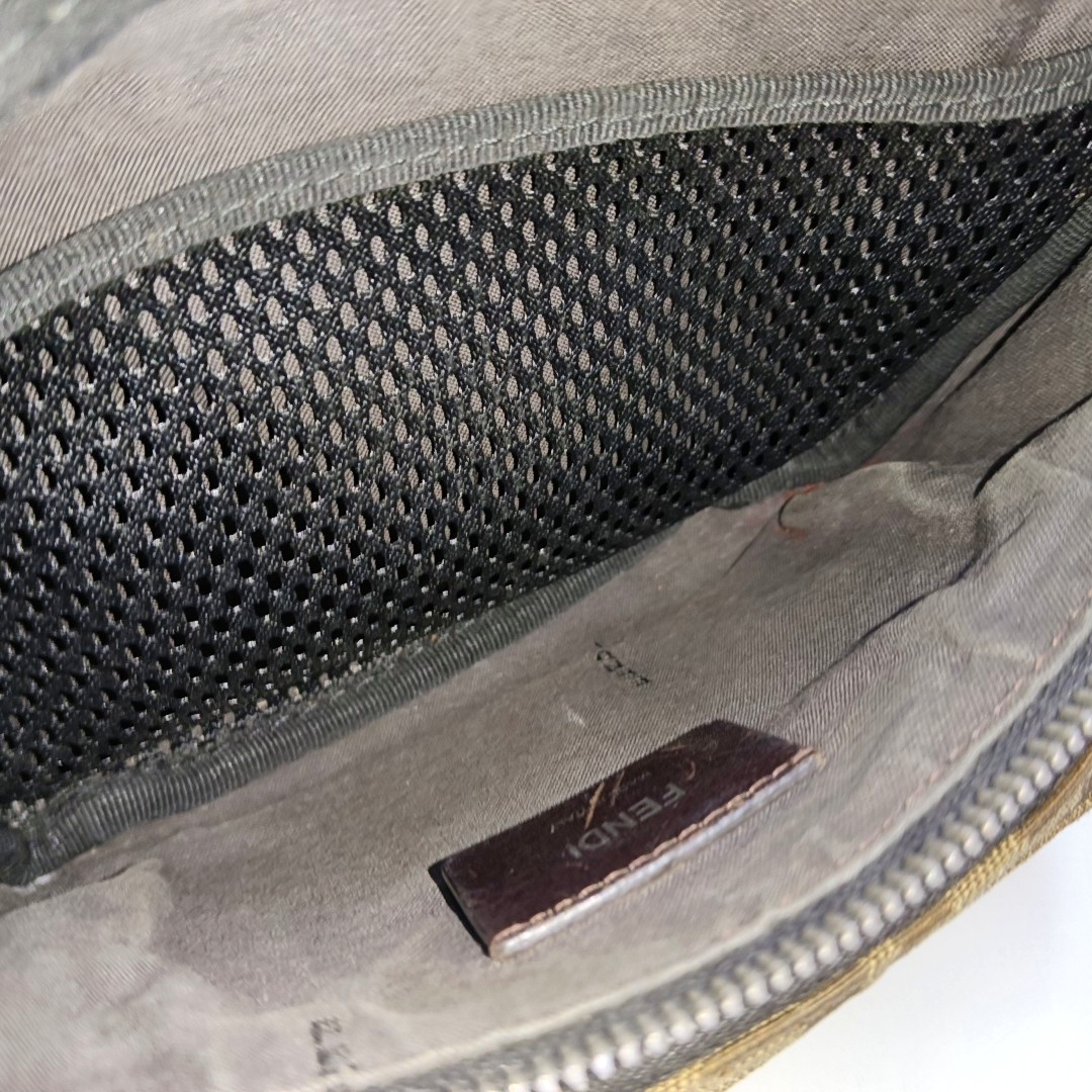 FENDI 棕色帆布双F腰包腰包/胸包 Silver Hardware-(SKU)-937615271