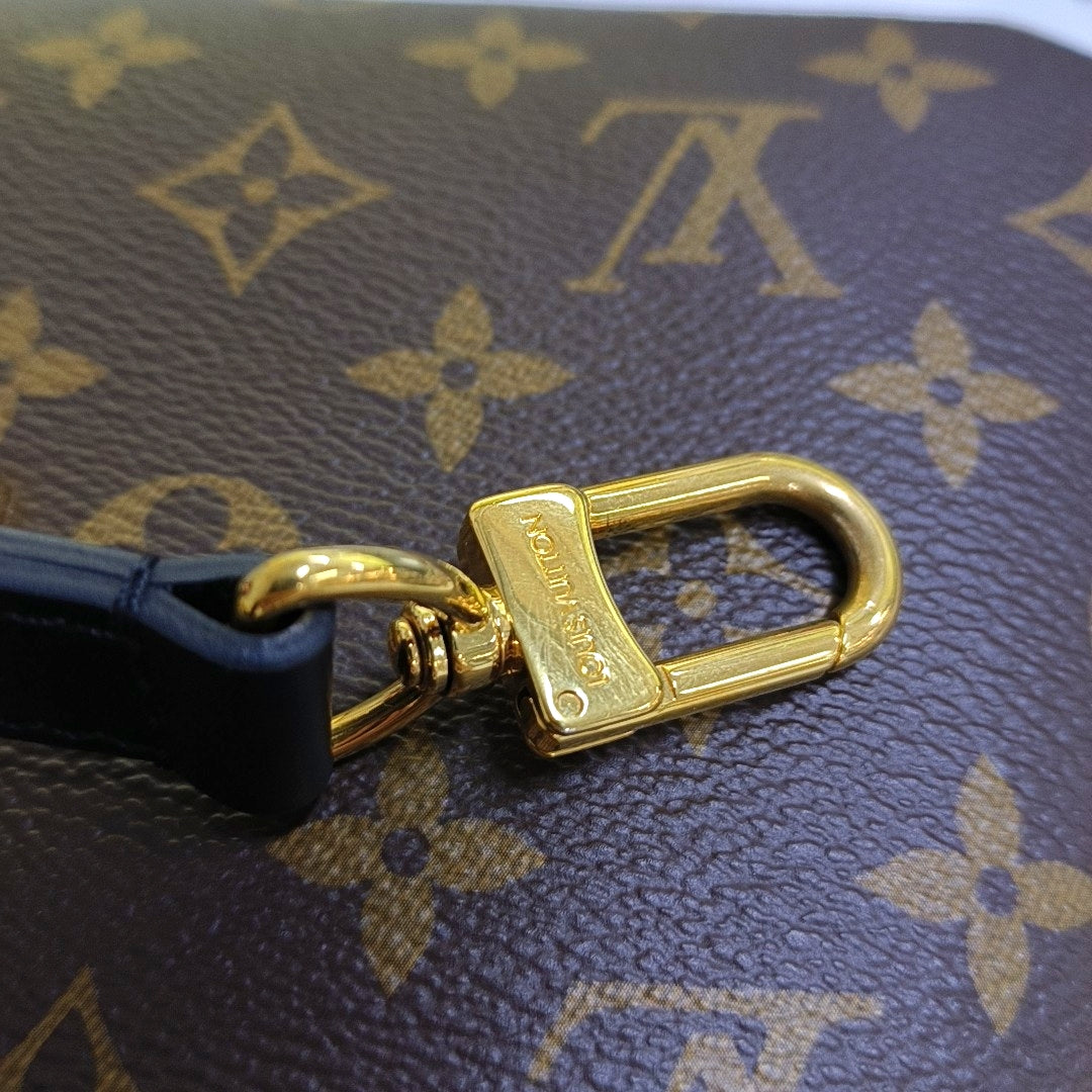 LOUIS VUITTON TWINNY Brown Coated Canvas Monogram Shoulder Bag with Detachable Strap-(SKU)-966609375
