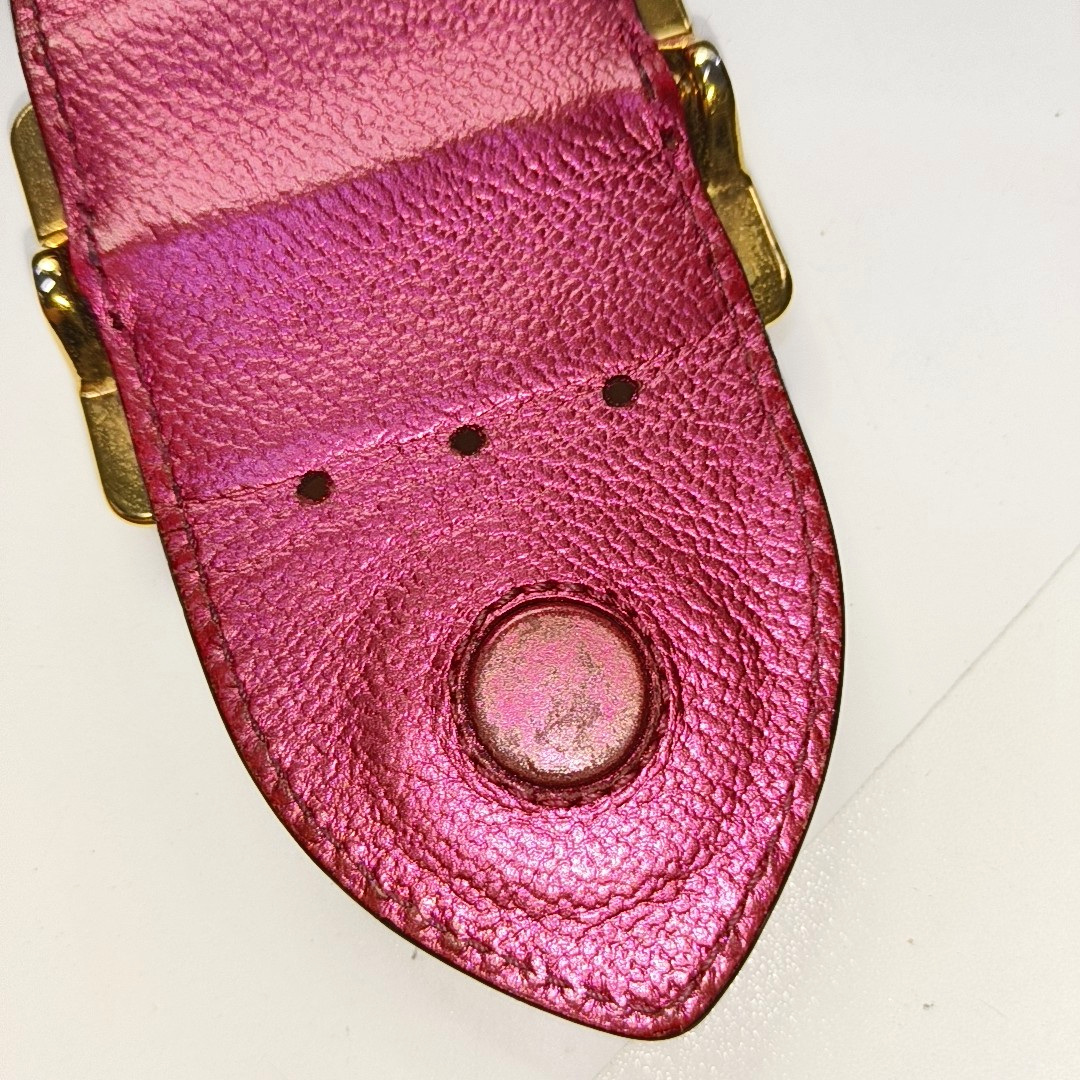 BURBERRY Buckle Fuchsia Leather Shoulder Tote Crossbody Bag Golden hardware Removable shoulder strap-(SKU)-954093592