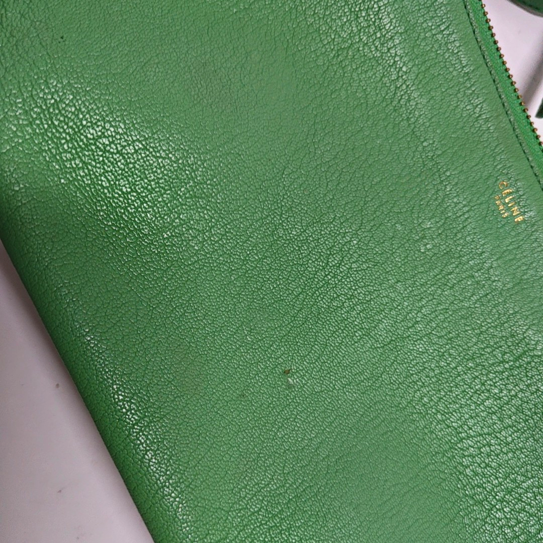 CELINE TRIO Small size Green Sheepskin Shoulder Bag Golden hardware-(SKU)-947272466