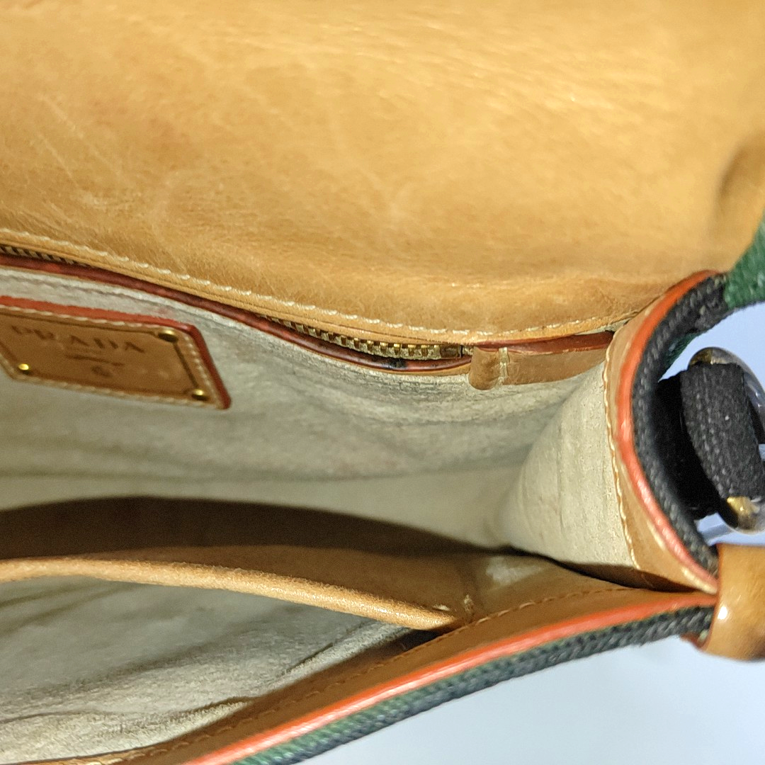 PRADA Green Canvas Stud Quilted Single Shoulder Bag Crossbody Golden hardware Removable shoulder strap-(SKU)-14183352