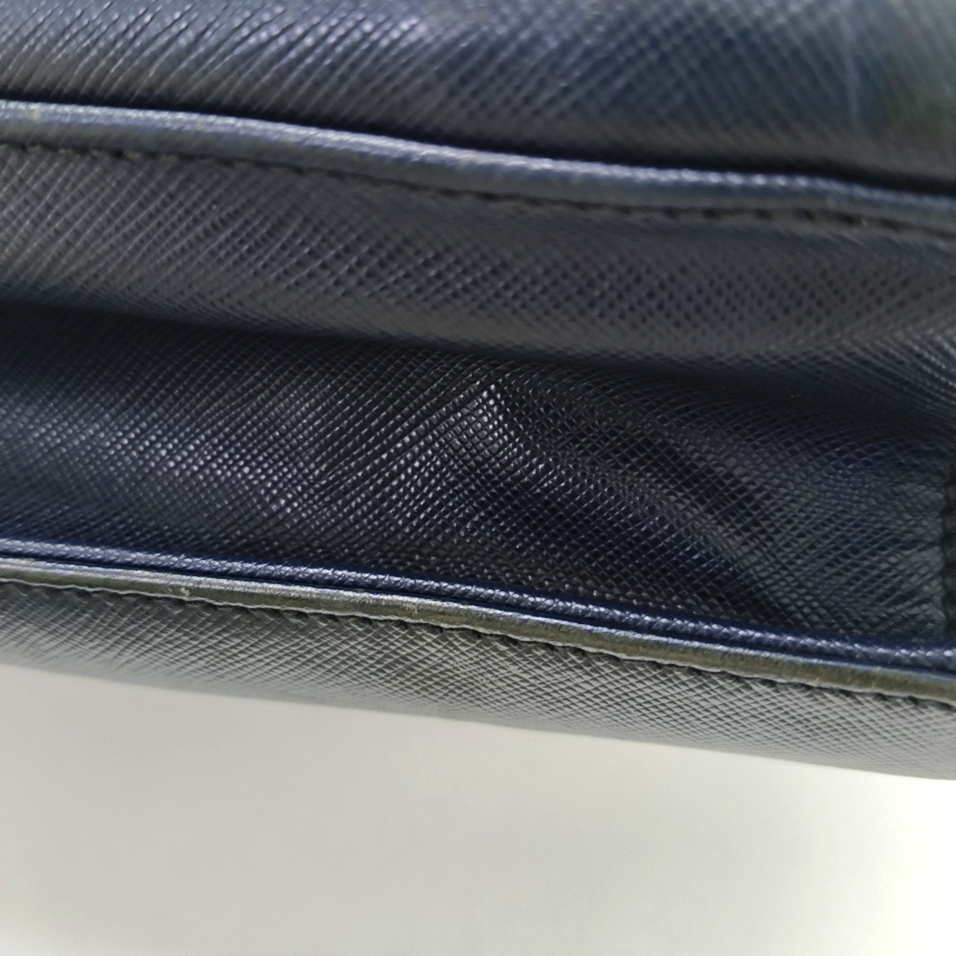 PRADA Dark Blue Leather Handbag Silver Hardware-(SKU)-954413734