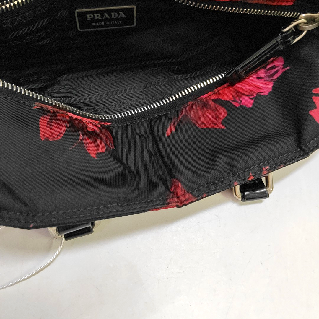 PRADA Tote bag Red Nylon Handbag Silver Hardware-(SKU)-951326942