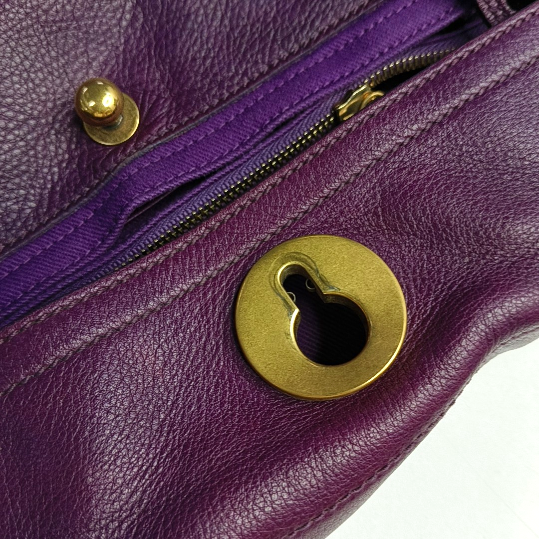 YSL MUSE TWO Purple Leather Tote Golden hardware-(SKU)-954560346