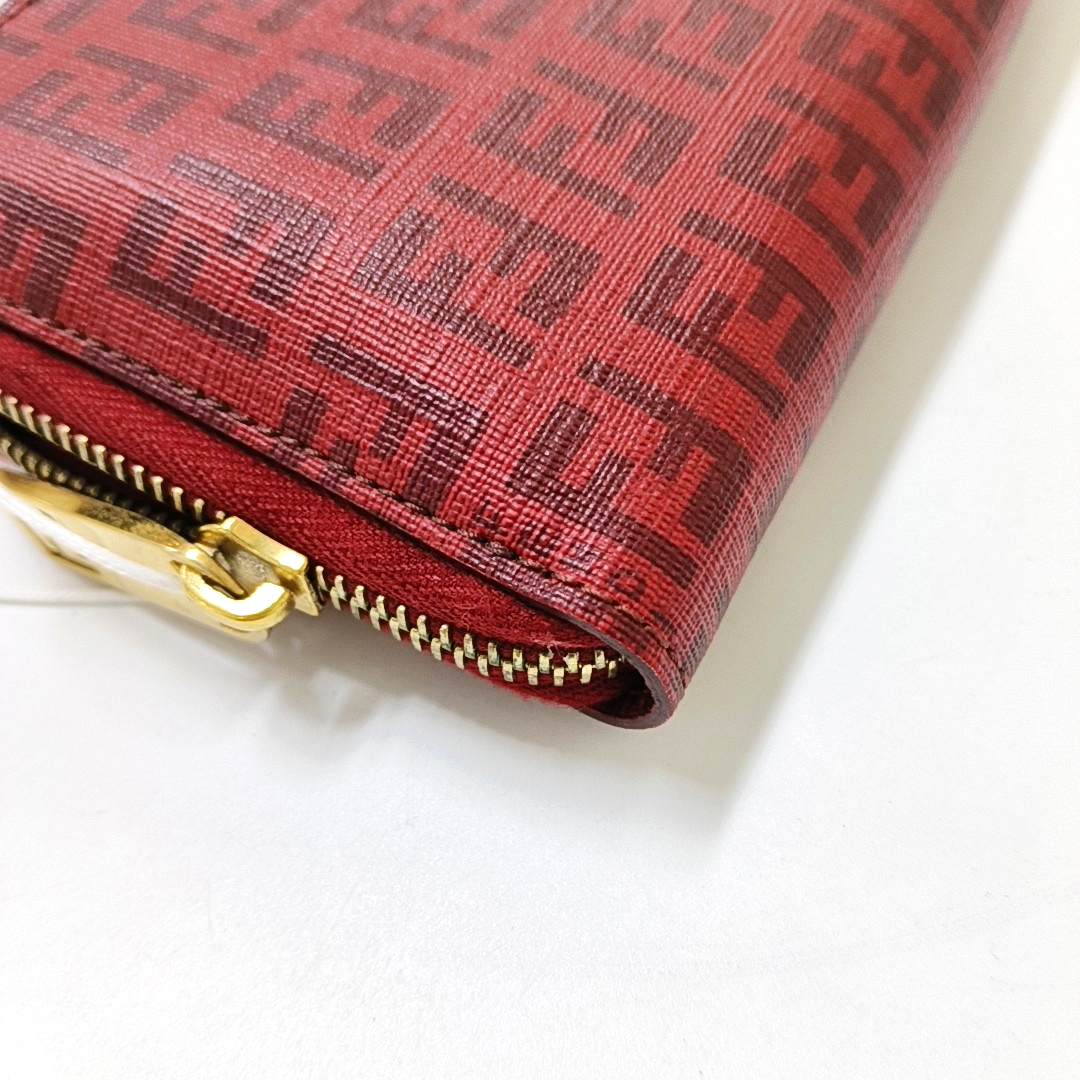 FENDI 红色牛皮双F钱包 Golden hardware-(SKU)-944924331