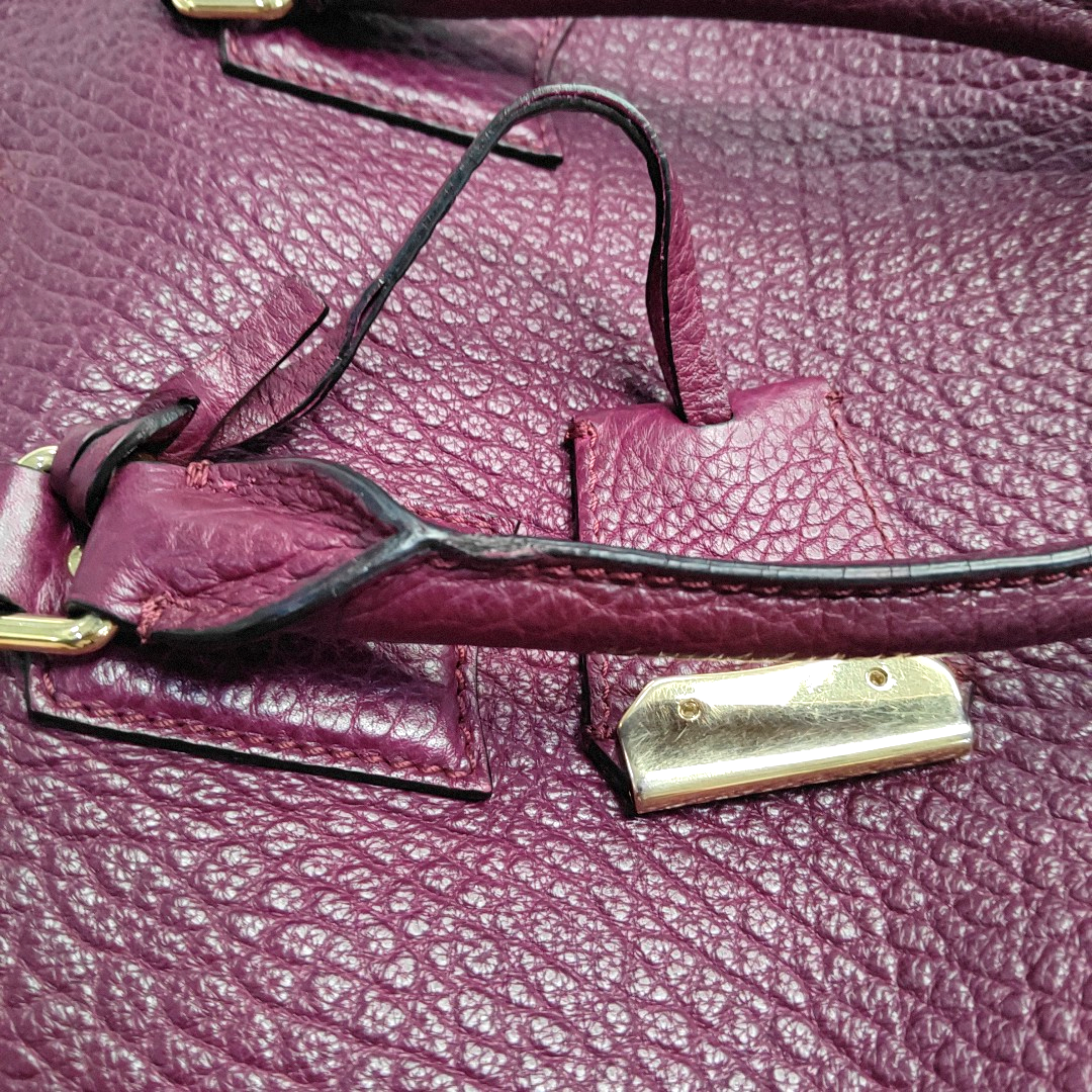 BURBERRY Clifton Plum Purple Cowhide Tote Bag Golden hardware-(SKU)-944416398