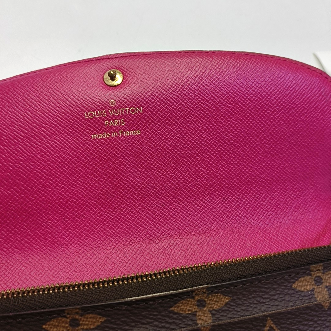 LOUIS VUITTON EMILIE Brown coated canvas vintage wallet Golden hardware-(SKU)-942991994