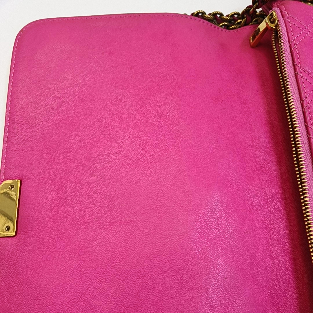 MARC JACOBS Fuchsia Leather Quilted Crossbody Bag Golden hardware-(SKU)-944011217