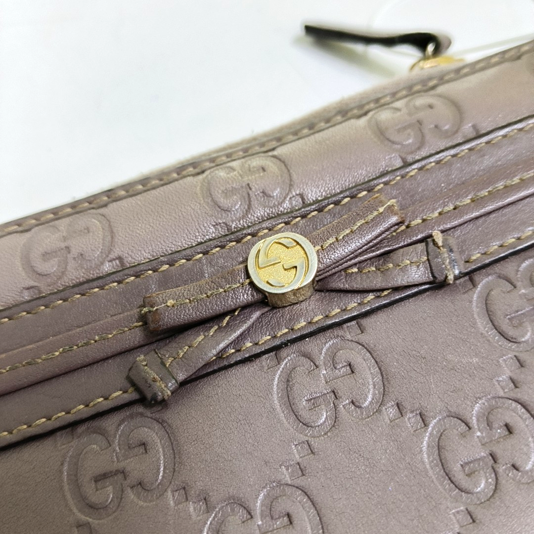 GUCCI Mayfair Purple Cowhide Monogram Embossed Wallet Golden hardware-(SKU)-957633633