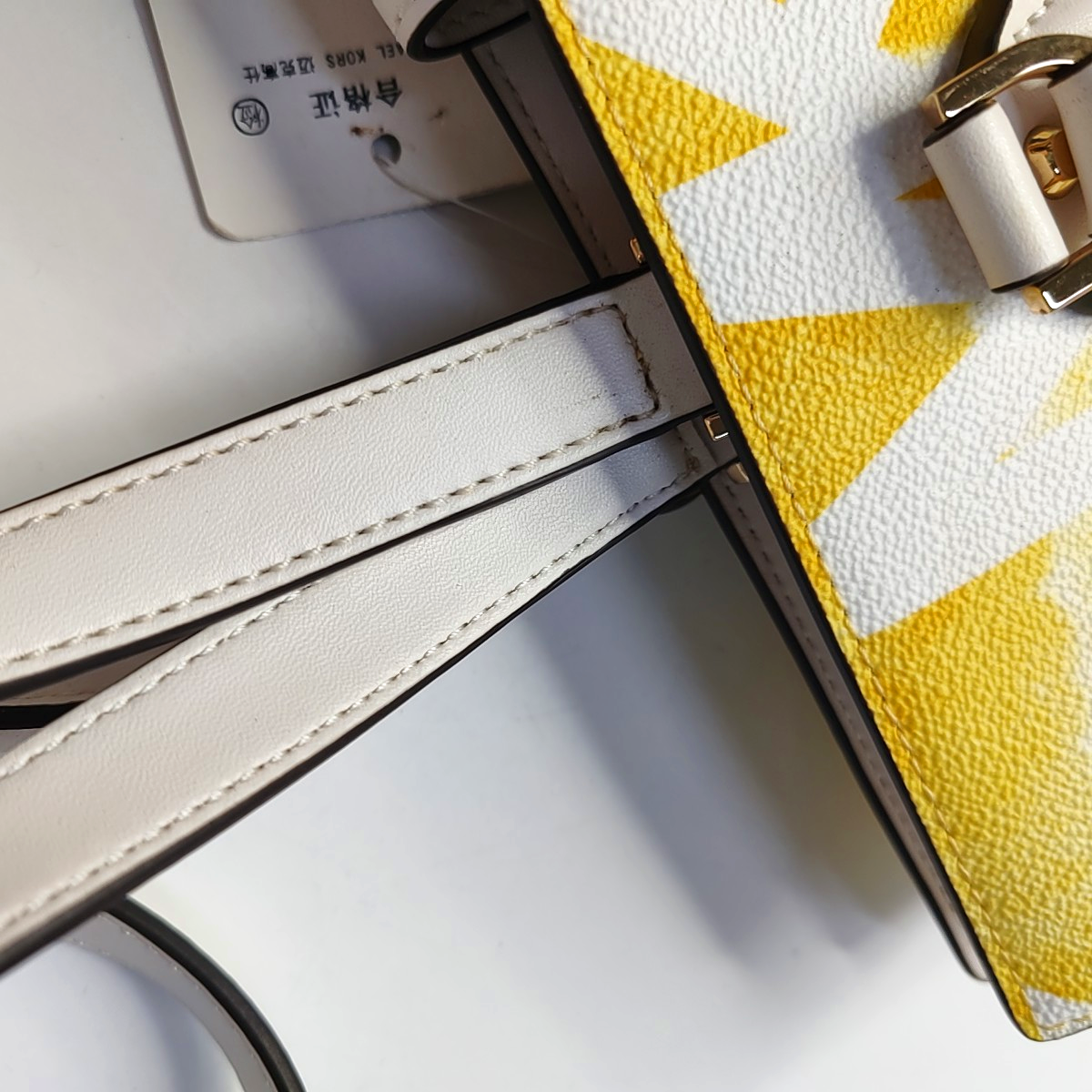 MICHAEL KORS Mercer Yellow Coated Canvas Monogrammed Single Shoulder Bag Handbag Golden hardware-(SKU)-937777221