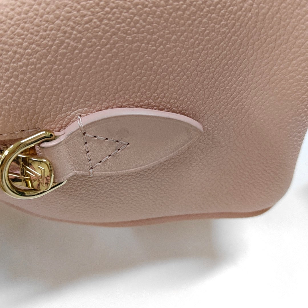 LOUIS VUITTON SPEEDY 20 Pink Leather Monogram Embossed Boston Bag Crossbody Bag Tote Bag Shoulder Bag Golden Hardware Removable Shoulder Strap Accessories Included-(SKU)-968584075