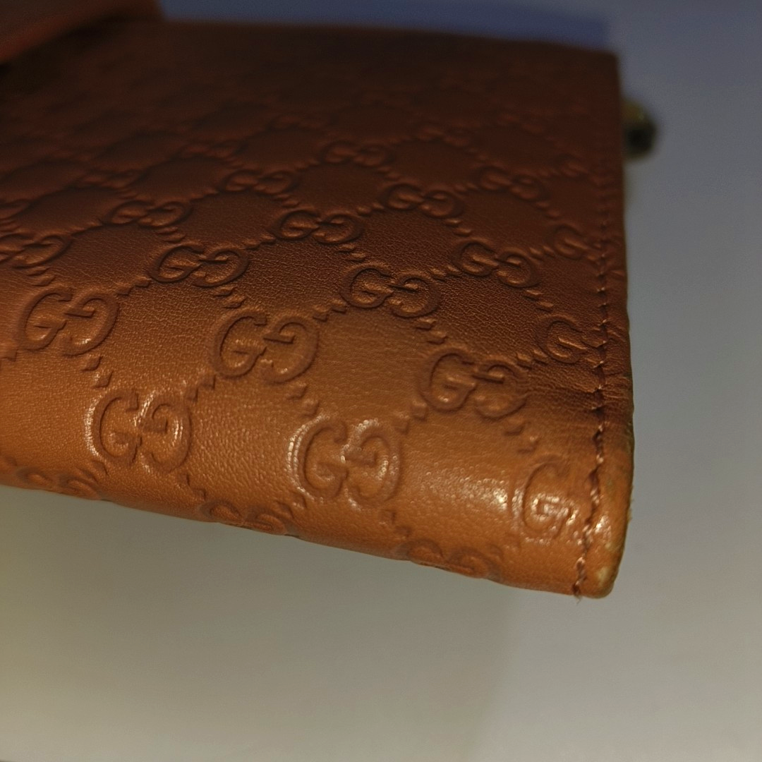 GUCCI Nude Pink Cowhide Monogram Embossed Wallet Golden hardware-(SKU)-933631362