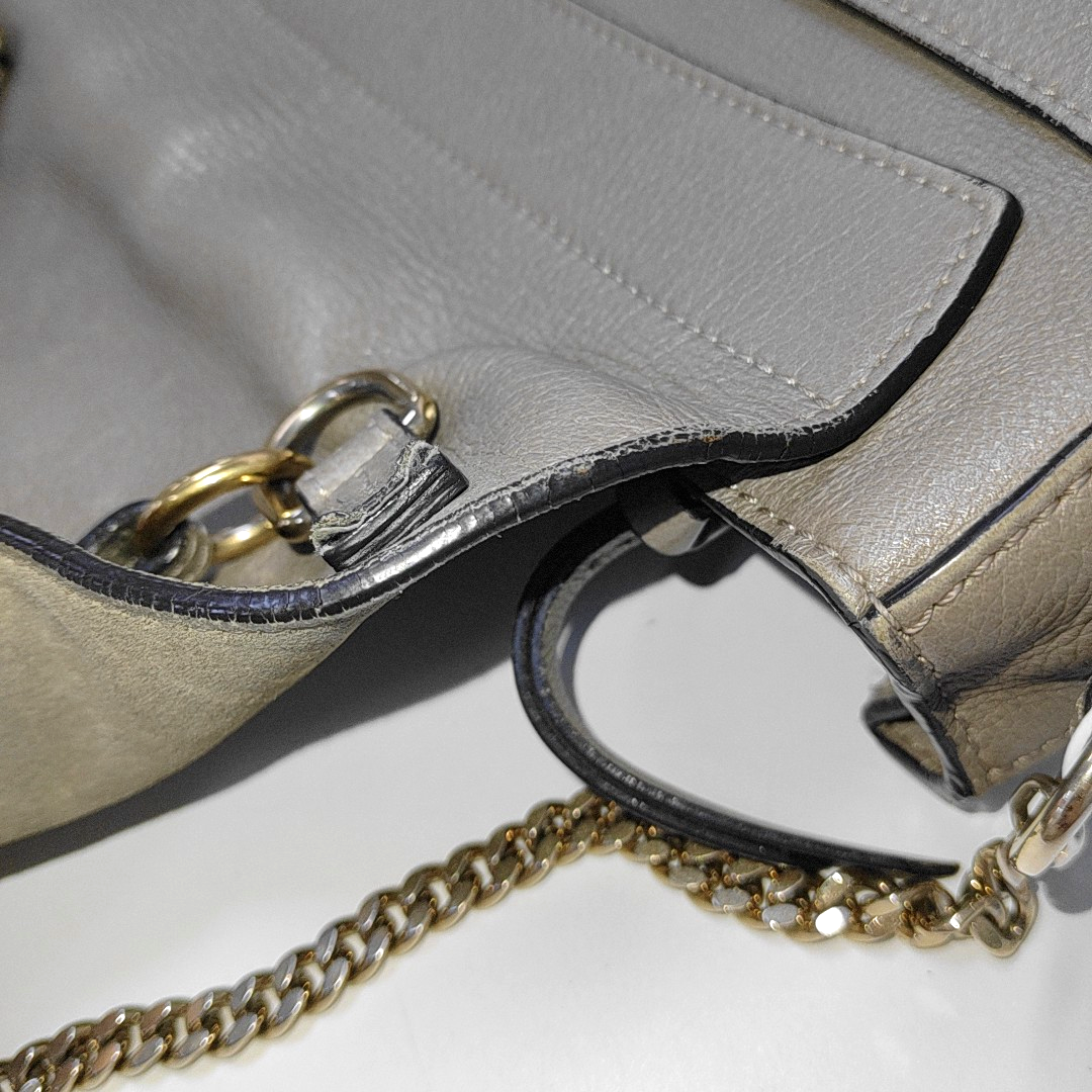 Chloé Faye Medium size Grey Cowhide Single Shoulder Bag Tote Shoulder Bag Crossbody Bag Golden Silver Hardware Removable shoulder strap-(SKU)-939956947
