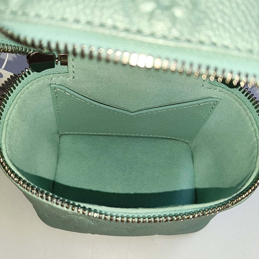 LOUIS VUITTON NICE Turquoise Green Leather Monogram Embossed Shoulder Bag Silver Hardware Removable Strap-(SKU)-942263065