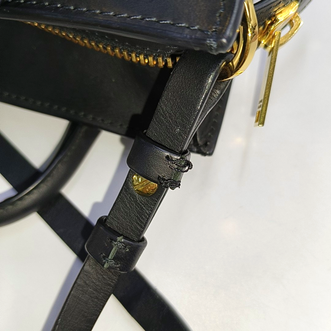 SOPHIE HULME Tote bag Black Leather Embossed Single Shoulder Bag Golden hardware Removable shoulder strap-(SKU)-939128260