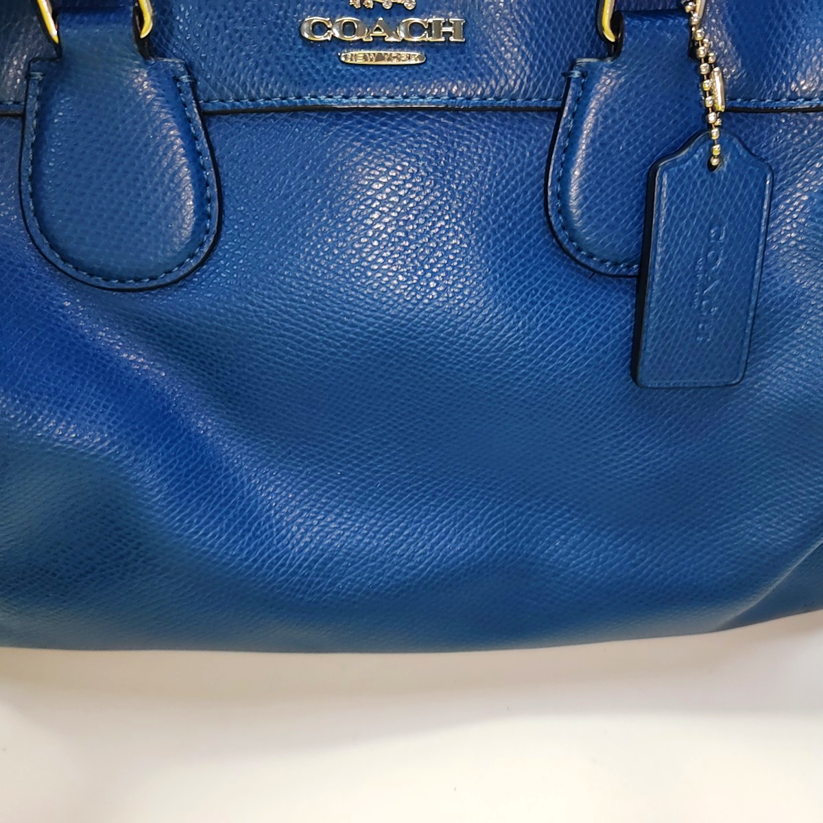 COACH BENNETT Large size Blue cowhide crossbody, handbag, shoulder bag Silver Hardware Removable shoulder strap-(SKU)-935672558