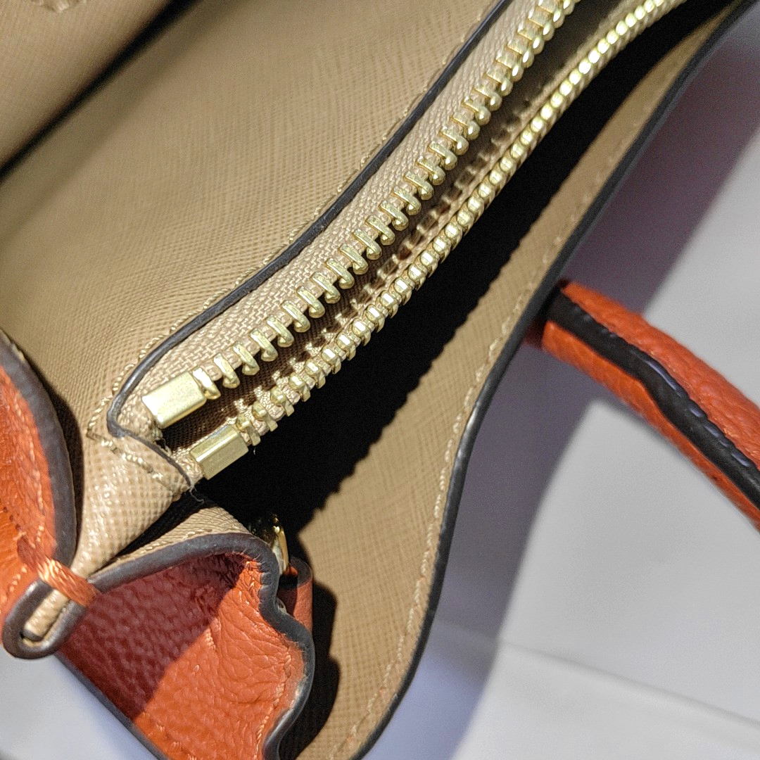 MICHAEL KORS Mercer Large size Orange Cowhide Single Shoulder Bag Crossbody Tote Golden hardware Removable shoulder strap-(SKU)-929074479