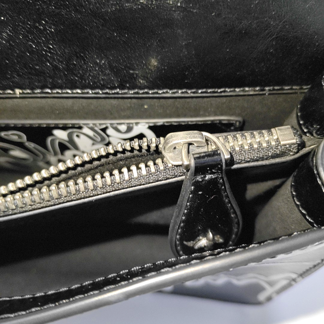PINKO Mini Love Black Leather Stud Printed Crossbody Single Shoulder Bag Silver Hardware-(SKU)-936420003