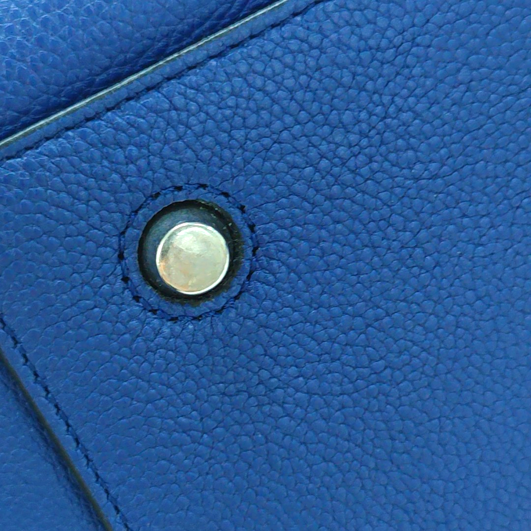 CELINE EDGE Blue Calf Leather Shoulder Bag Tote Silver Hardware-(SKU)-950037695