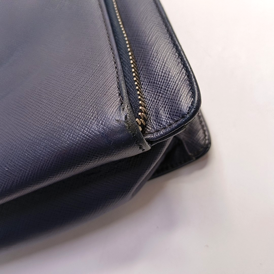PRADA Blue cowhide cross-grain handbag Silver Hardware-(SKU)-946508554