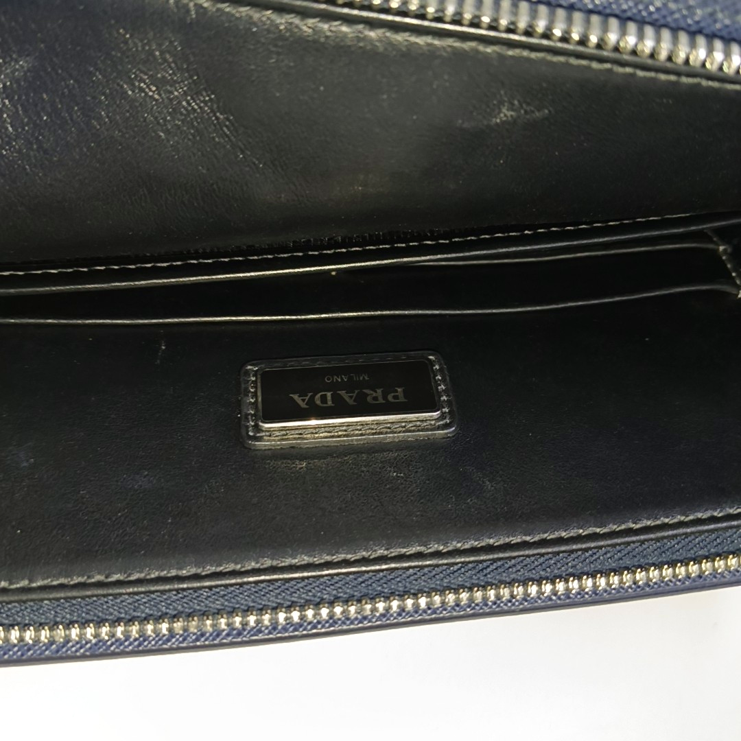 PRADA Men's Bag蓝色牛皮十字纹,鳄鱼纹手拿包-(SKU)-956380870