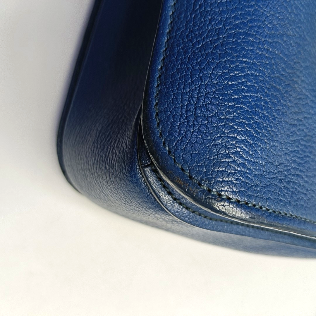 Miu Miu Tote bag Blue Cowhide Crumpled Shoulder Bag Single Shoulder Bag Crossbody Bag Golden hardware Removable shoulder strap-(SKU)-950926688