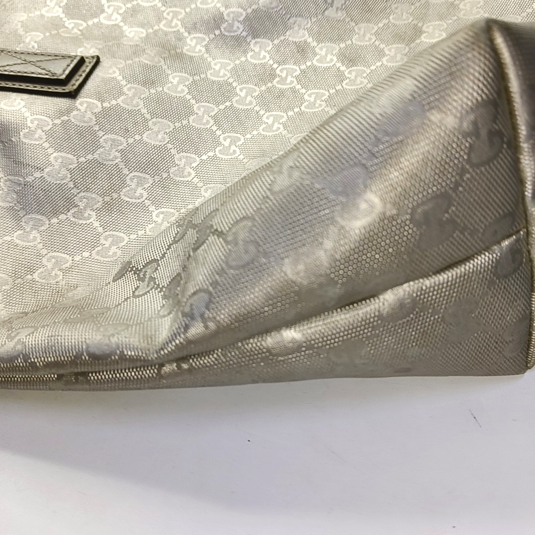 GUCCI GG Imprime Silver Coated Canvas Monogram Shoulder Bag Handbag Silver Hardware-(SKU)-957584035