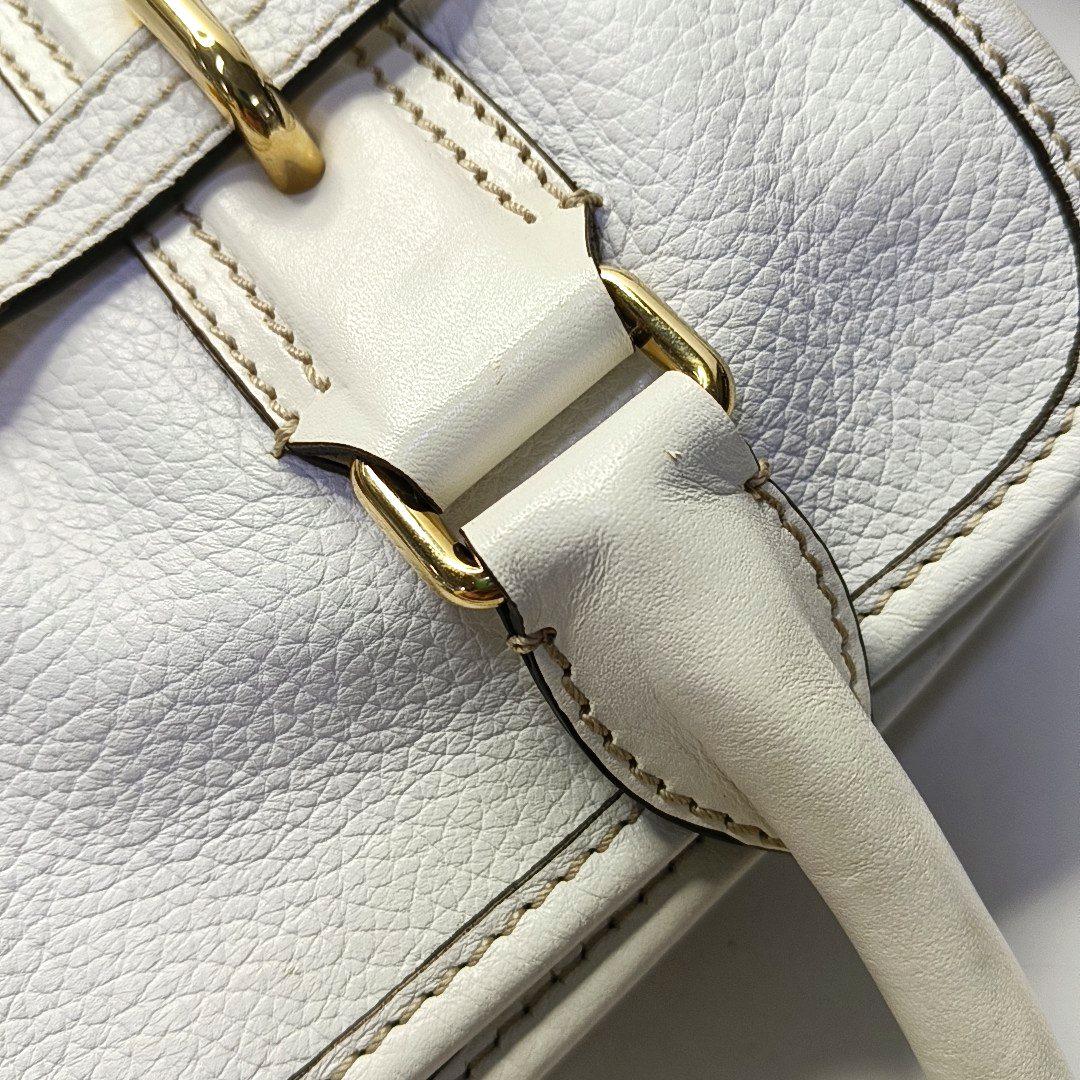BURBERRY Minford Small size White Cowhide Single Shoulder Handbag Crossbody Bag Golden hardware Removable shoulder strap-(SKU)-952428263