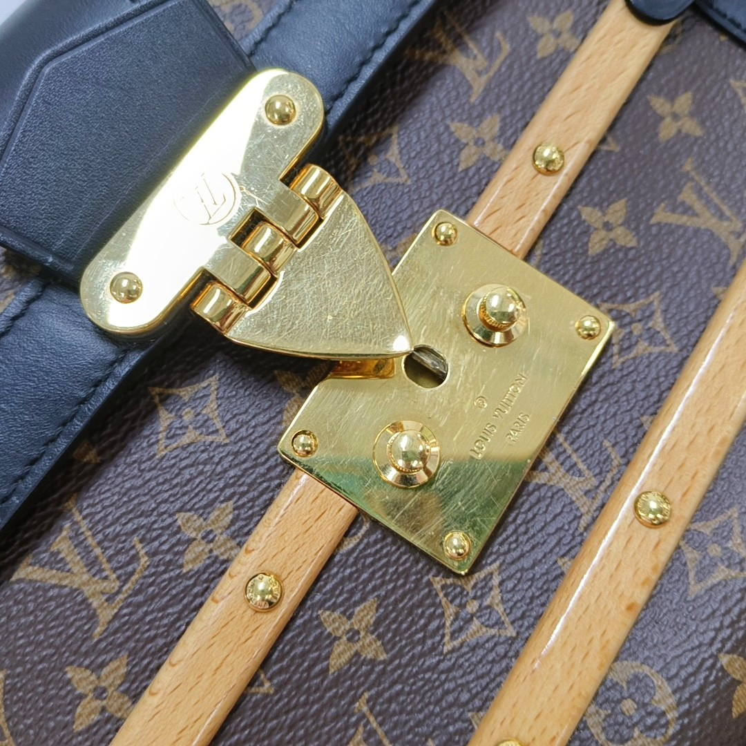 LOUIS VUITTON TRIANON Small Brown Coated Canvas Monogram Shoulder Bag Tote Bag Crossbody Bag Gold Hardware Removable Shoulder Strap-(SKU)-963796768