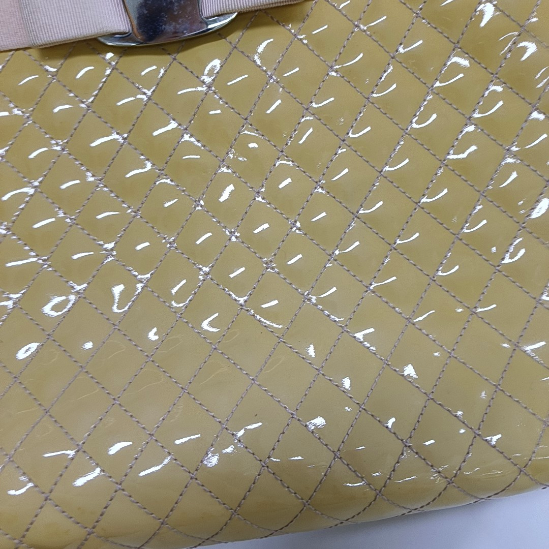 FERRAGAMO Tote bag Yellow Cowhide Quilted Handbag Silver Hardware-(SKU)-937625513