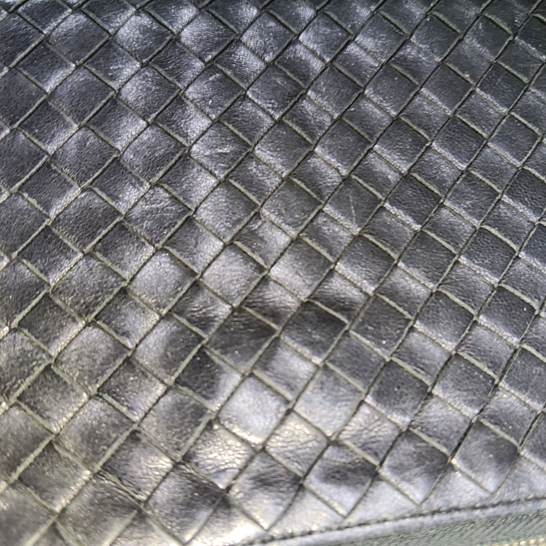 BOTTEGA VENETA Black Calf Leather Woven Clutch Black hardware-(SKU)-14277018
