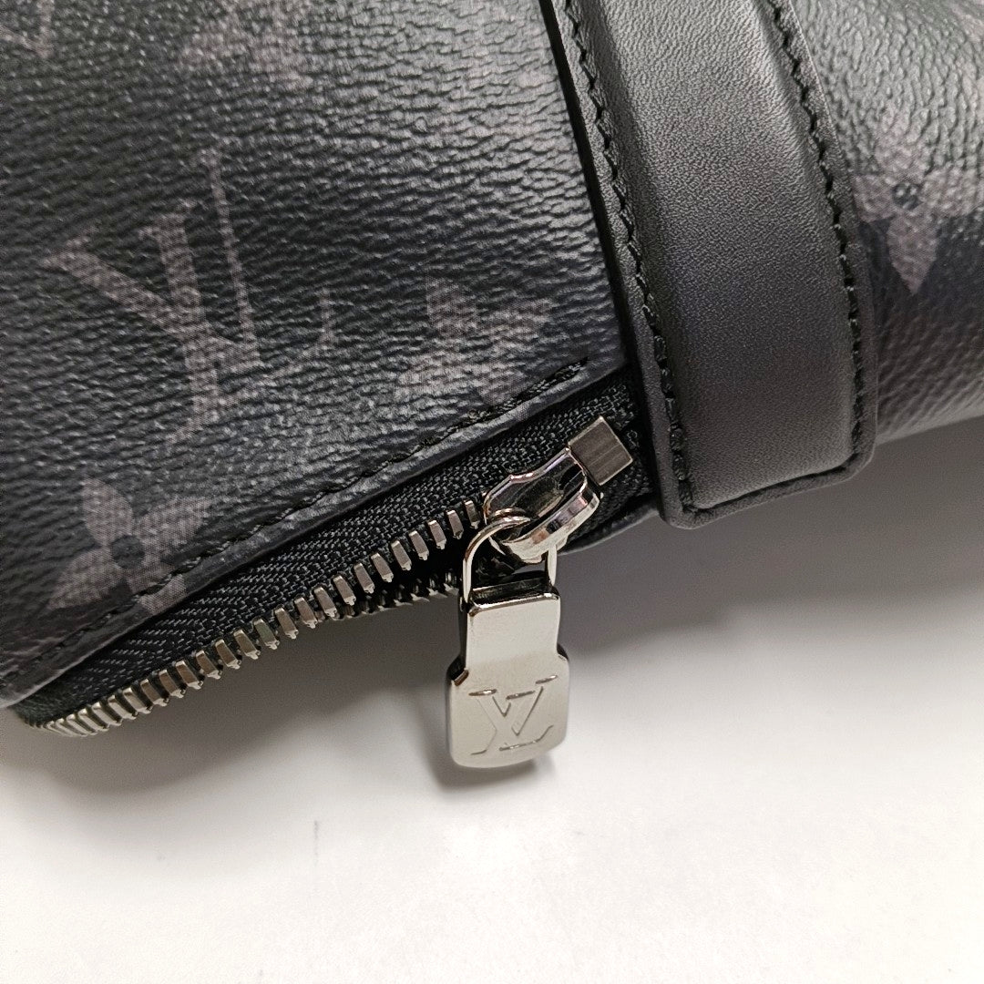 LOUIS VUITTON DISCOVERY Dark Gray Coated Canvas Monogram Print Backpack Tote Bag Silver Hardware-(SKU)-970206573
