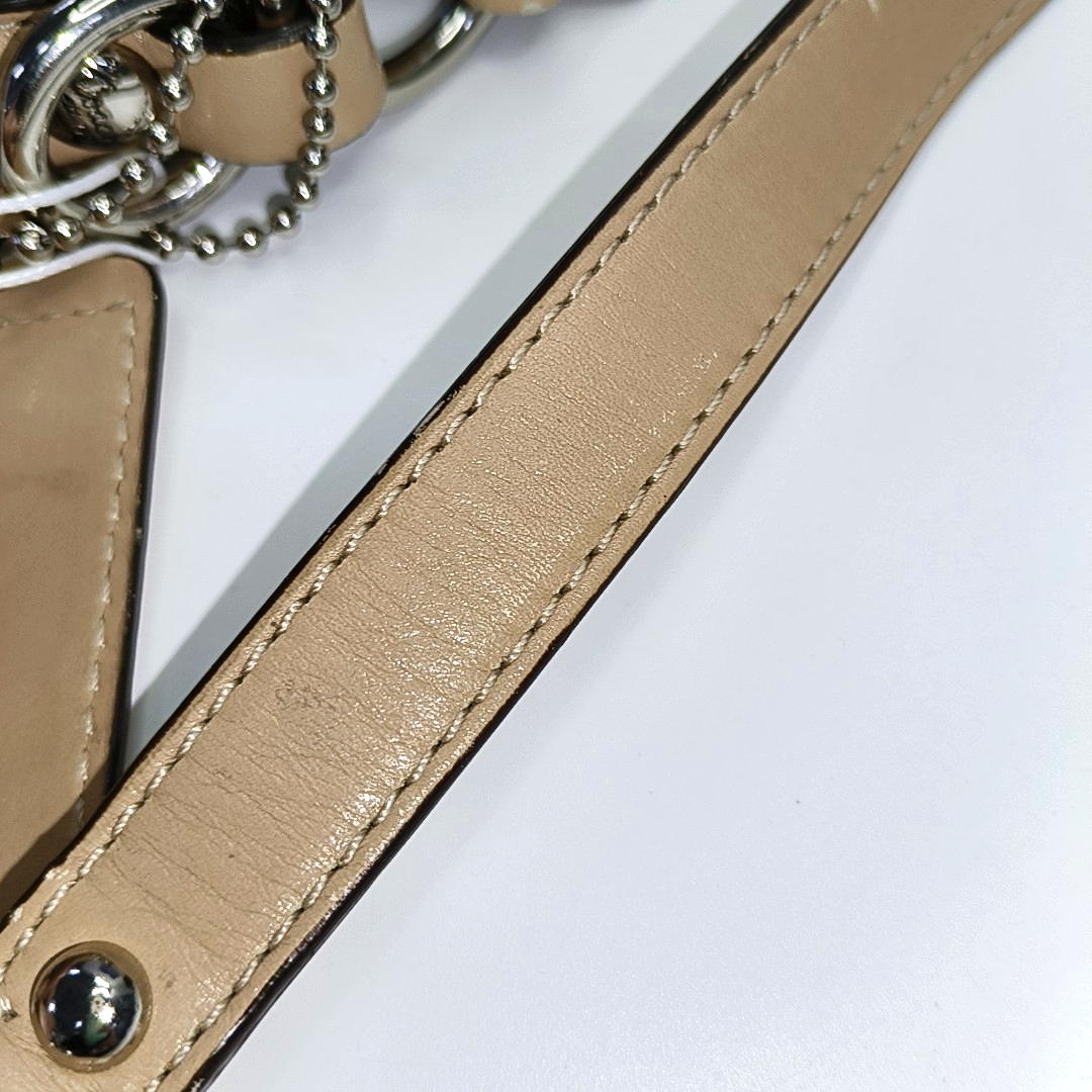COACH Khaki Leather Single Shoulder Bag Tote Bag Crossbody Bag Silver Hardware Removable shoulder strap-(SKU)-929318439