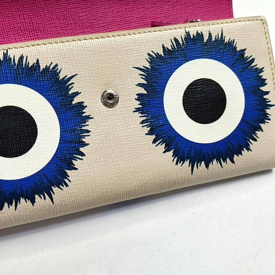 FENDI Monster Color blocked leather monster inlaid wallet Golden hardware-(SKU)-946074355