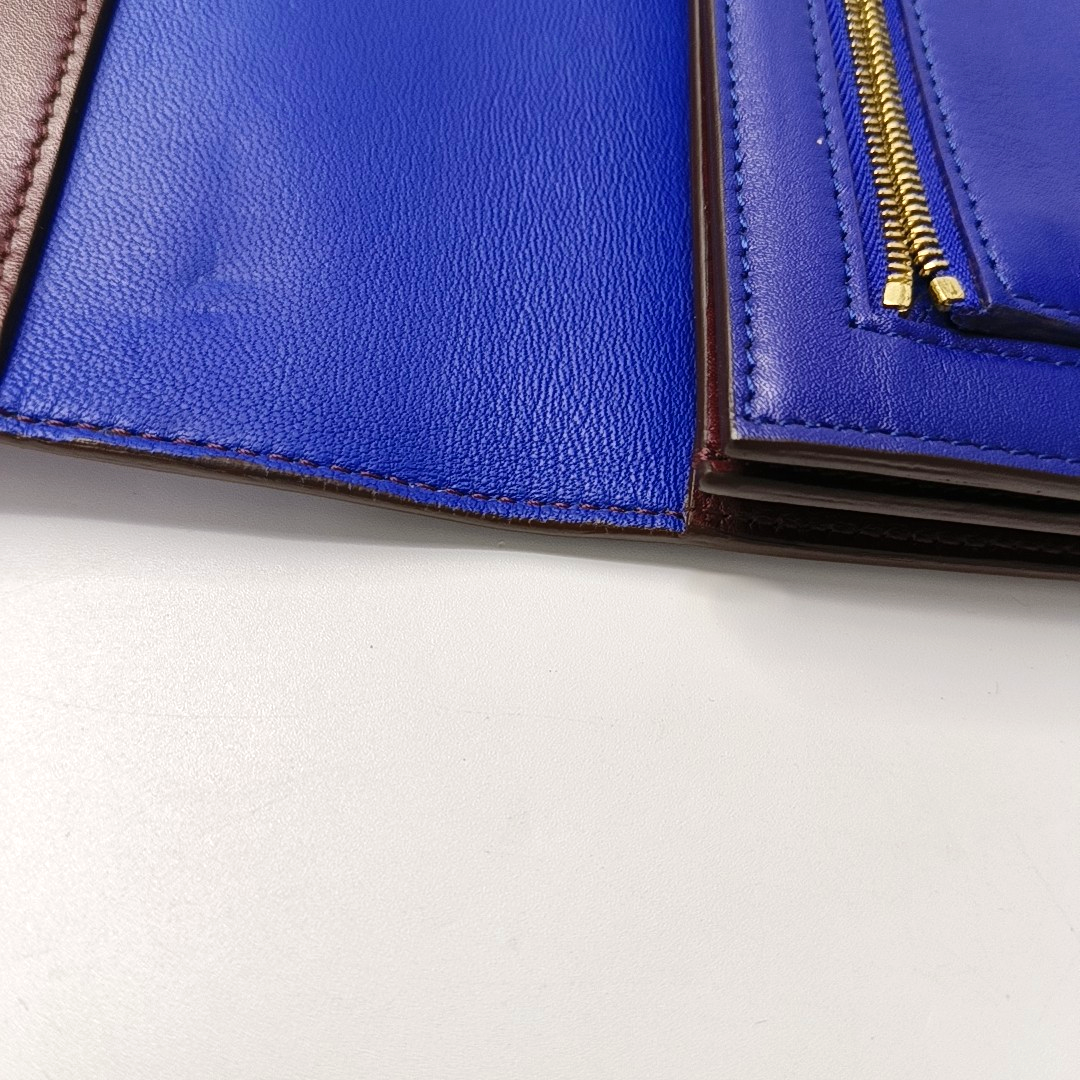 CELINE Burgundy Calfskin Leather Wallet Golden hardware-(SKU)-959515979