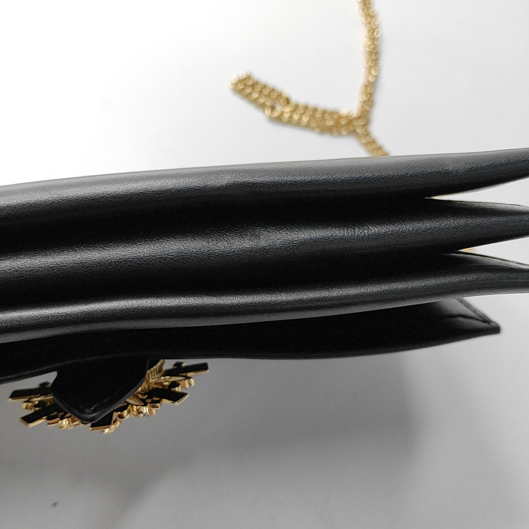 MICHAEL KORS Black Leather Embellished Shoulder Bag Crossbody Golden hardware Removable shoulder strap-(SKU)-942807098