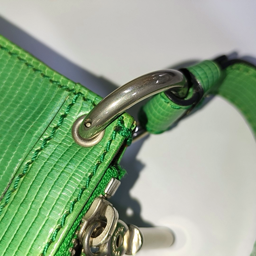 BURBERRY Green Cowhide Embossed Single Shoulder Bag Silver Hardware-(SKU)-934701341