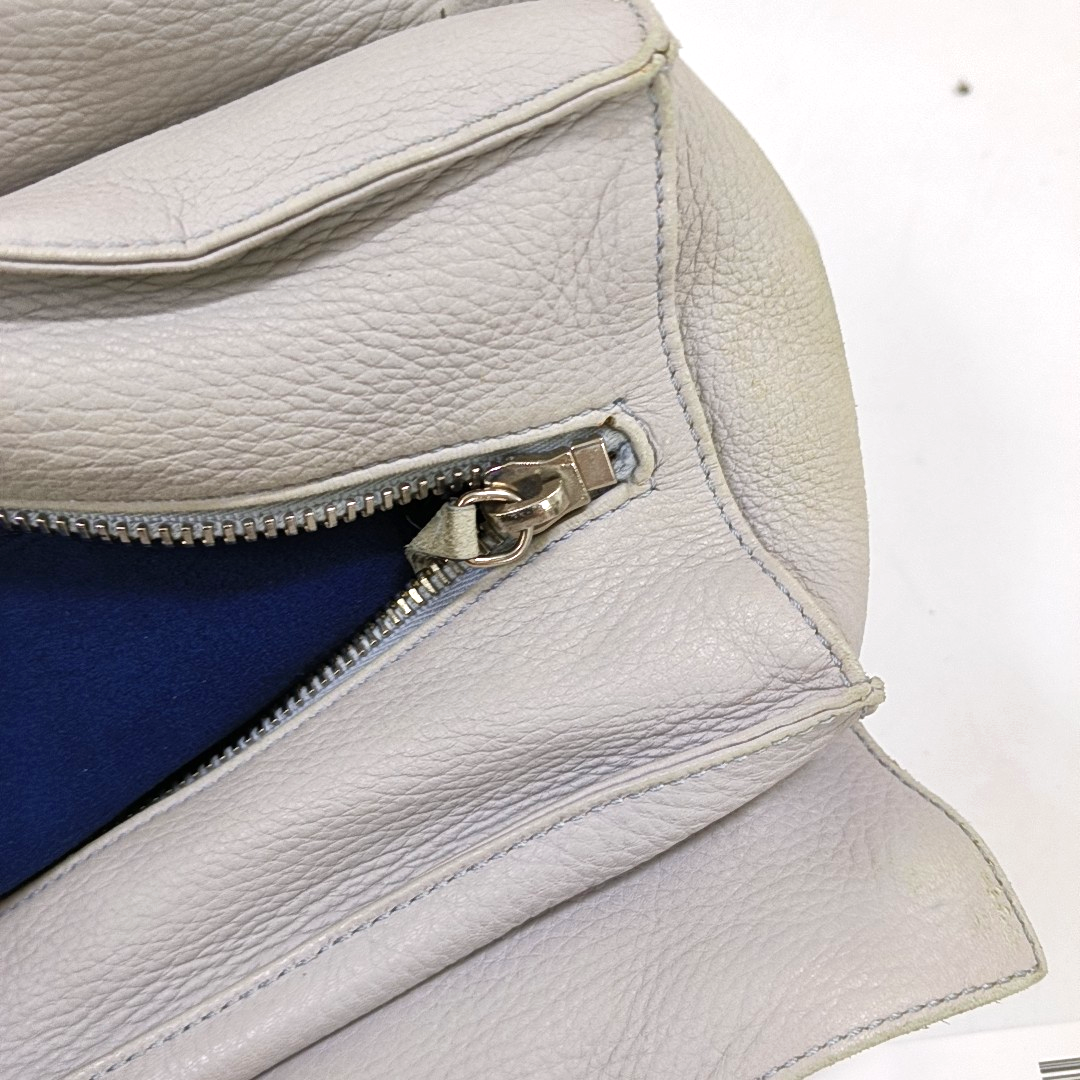 CELINE White Leather Tote Bag Single Shoulder Bag Silver Hardware-(SKU)-947607989