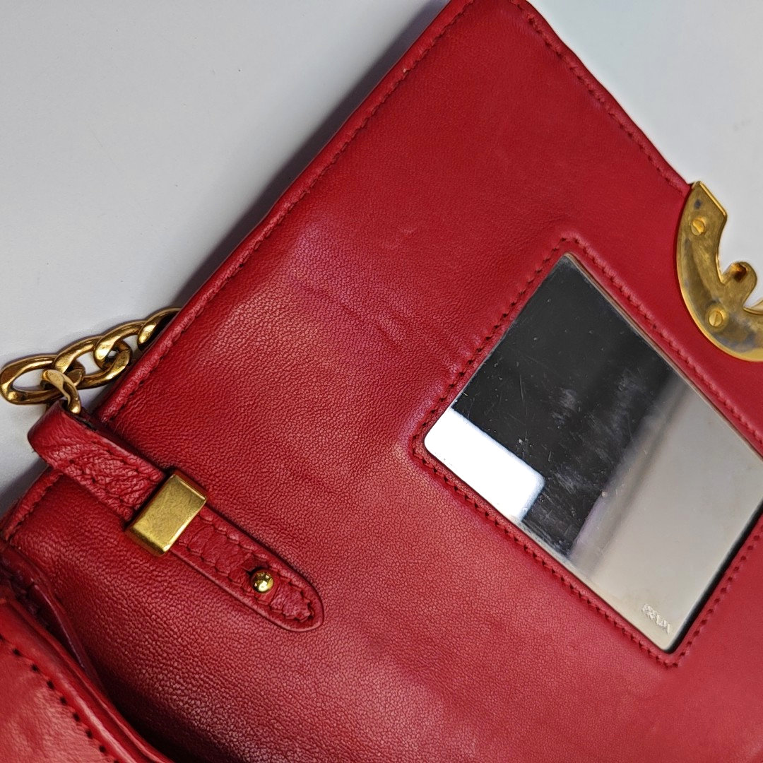 PRADA Red Cowhide Quilted Crossbody Bag Single Shoulder Bag Golden hardware Removable shoulder strap-(SKU)-960577105