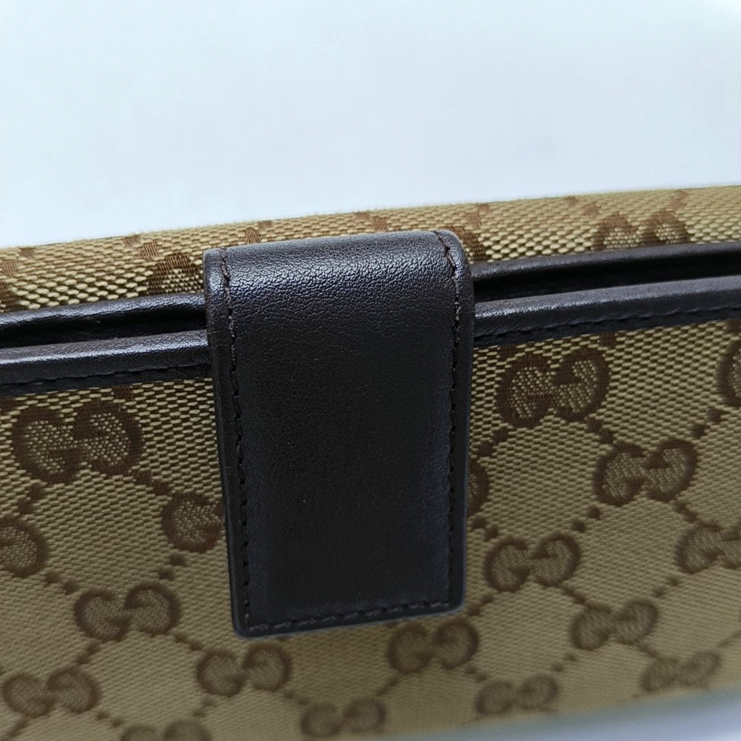 GUCCI Khaki Canvas Monogrammed Wallet Golden hardware-(SKU)-953543640