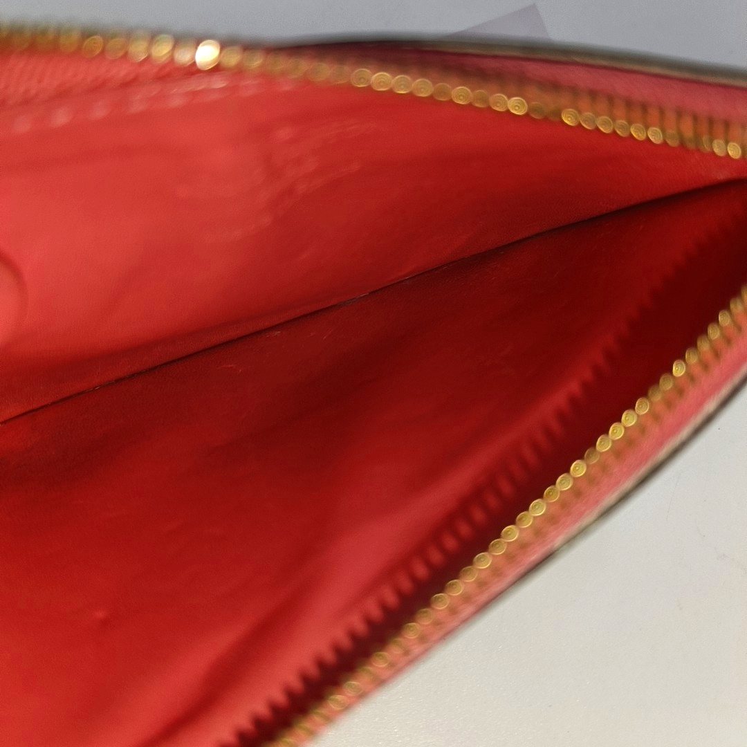 LOUIS VUITTON Orange patent leather old floral embossed wallet Golden hardware-(SKU)-957410293