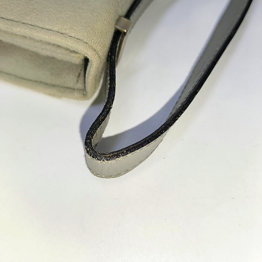 FERRAGAMO Gray Fabric Shoulder Bag Silver Hardware-(SKU)-939066983