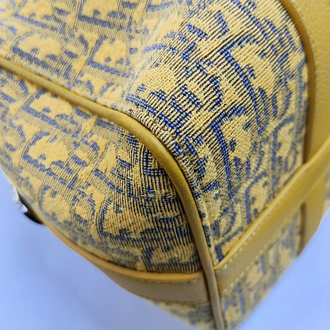DIOR Lingot Yellow Canvas Monogram Boston Bag Crossbody Shoulder Bag Tote Bag-(SKU)-969531288
