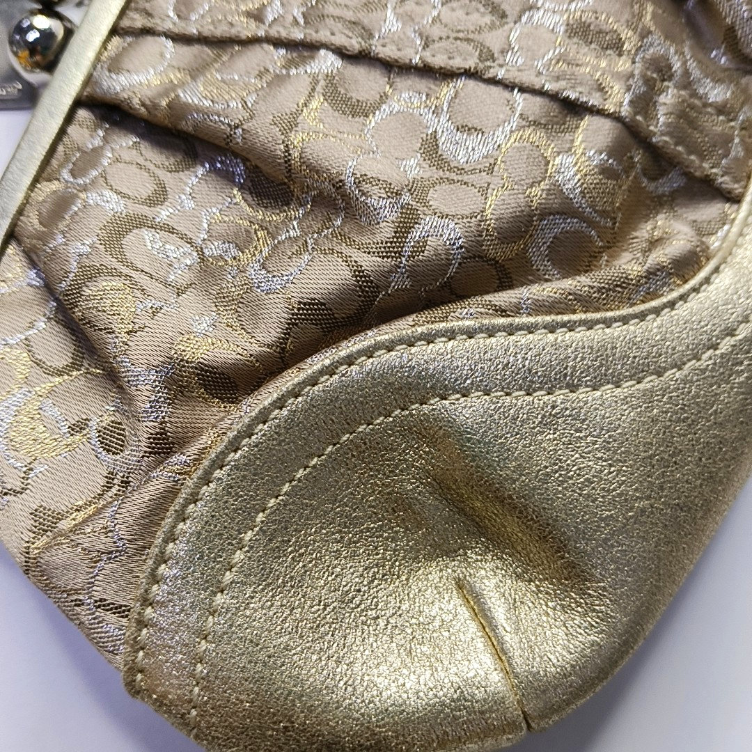 COACH Khaki Fabric Monogram Shoulder Bag Clutch Silver Hardware-(SKU)-943221482