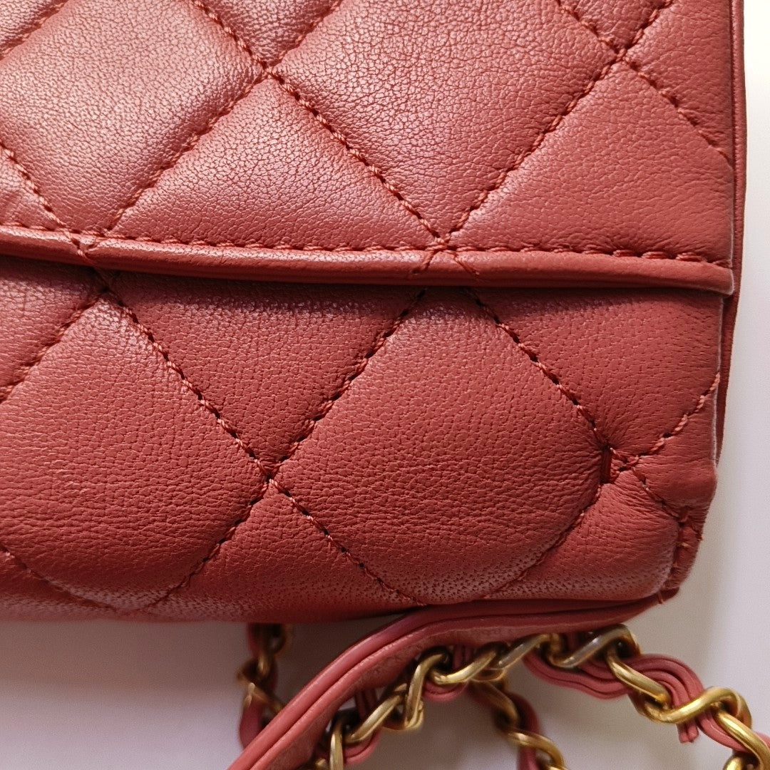 CHANEL CHAIN INFINITY TOP HANDLE Pink Leather Quilted Chain Bag Single Shoulder Bag, Handbag, Crossbody Bag, Gold Hardware, 28 Clasp-(SKU)-966446477