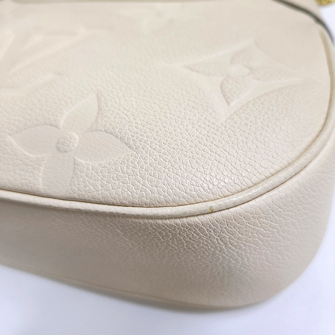 LOUIS VUITTON BAGATELLE White Calfskin Embossed Crossbody Bag Shoulder Bag Tote Bag Golden Hardware 2 Removable Straps-(SKU)-965734846