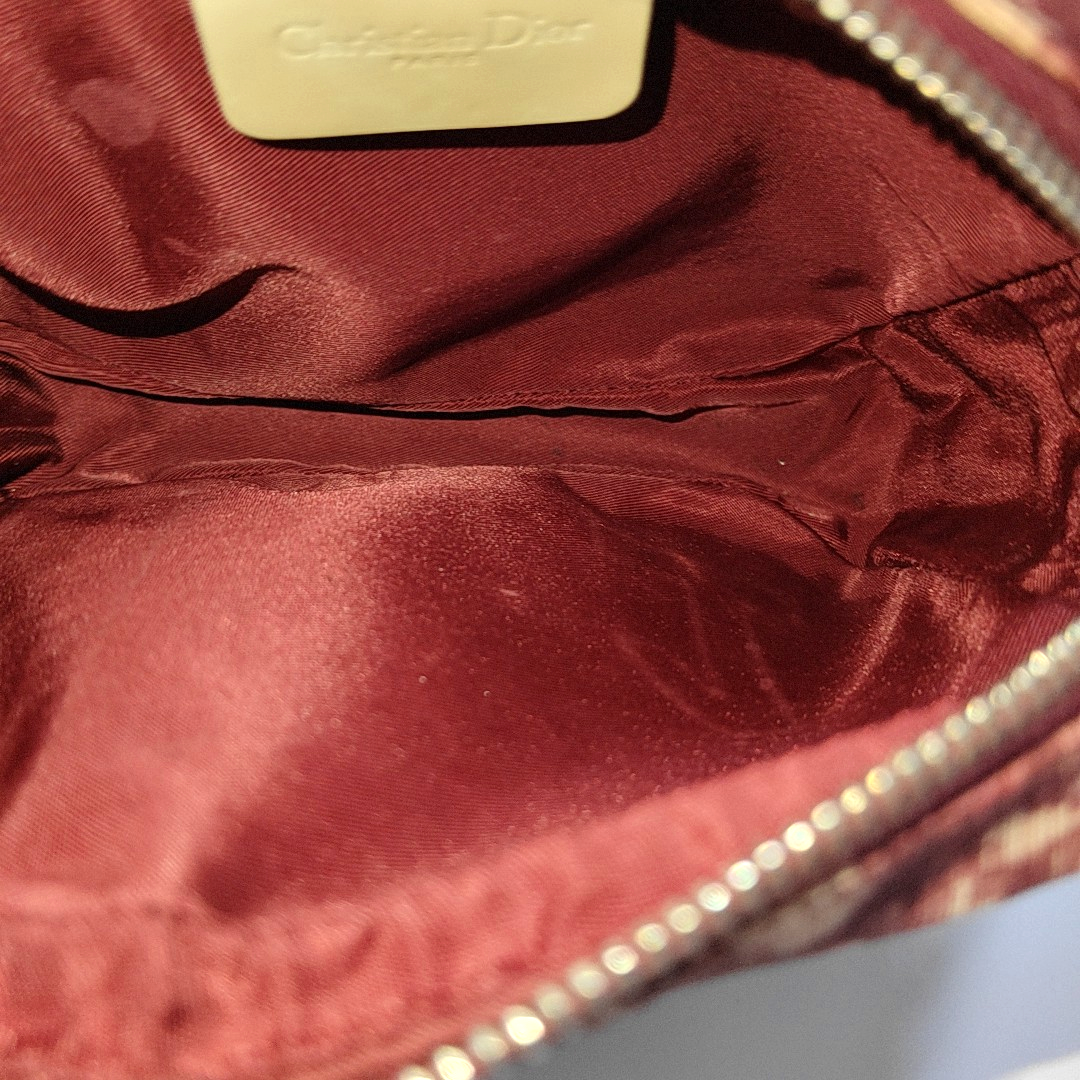 DIOR Camera Bag Burgundy Coated Canvas Monogrammed Handbag Handbag Golden Silver Hardware-(SKU)-959105471
