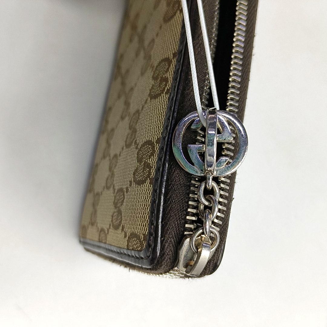 GUCCI Brown Canvas Monogrammed Wallet Silver Hardware-(SKU)-956655178